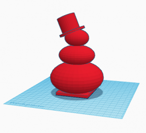 3D model of a red snowman with hat