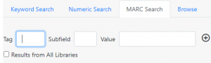MARC Search dropdown options